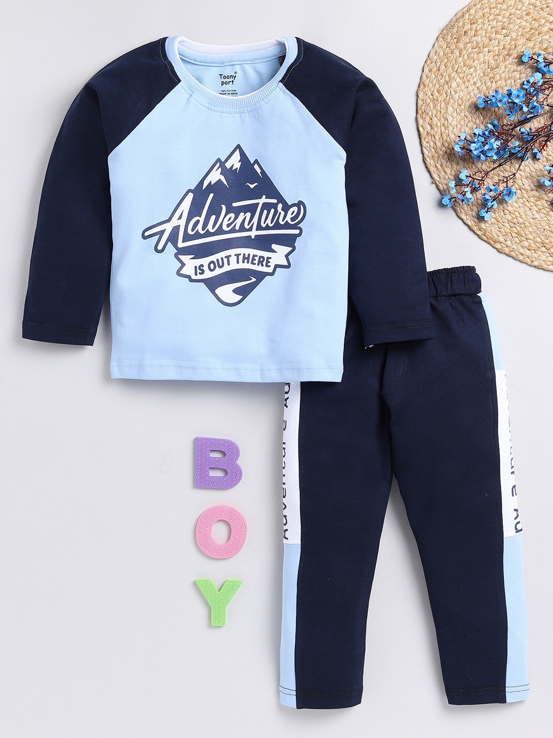 

Toonyport Boys Colorblocked Cotton Tracksuits, Blue