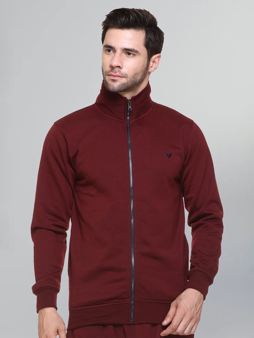 

GODFREY Mock Collar Anti Odour Fleece Front-Open Sweatshirt, Maroon