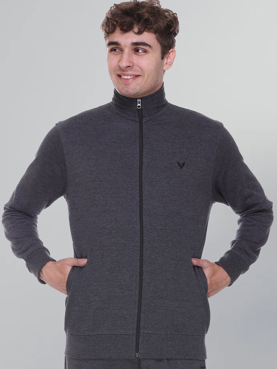 

GODFREY Mock Collar Anti Odour Fleece Front-Open Sweatshirt, Charcoal