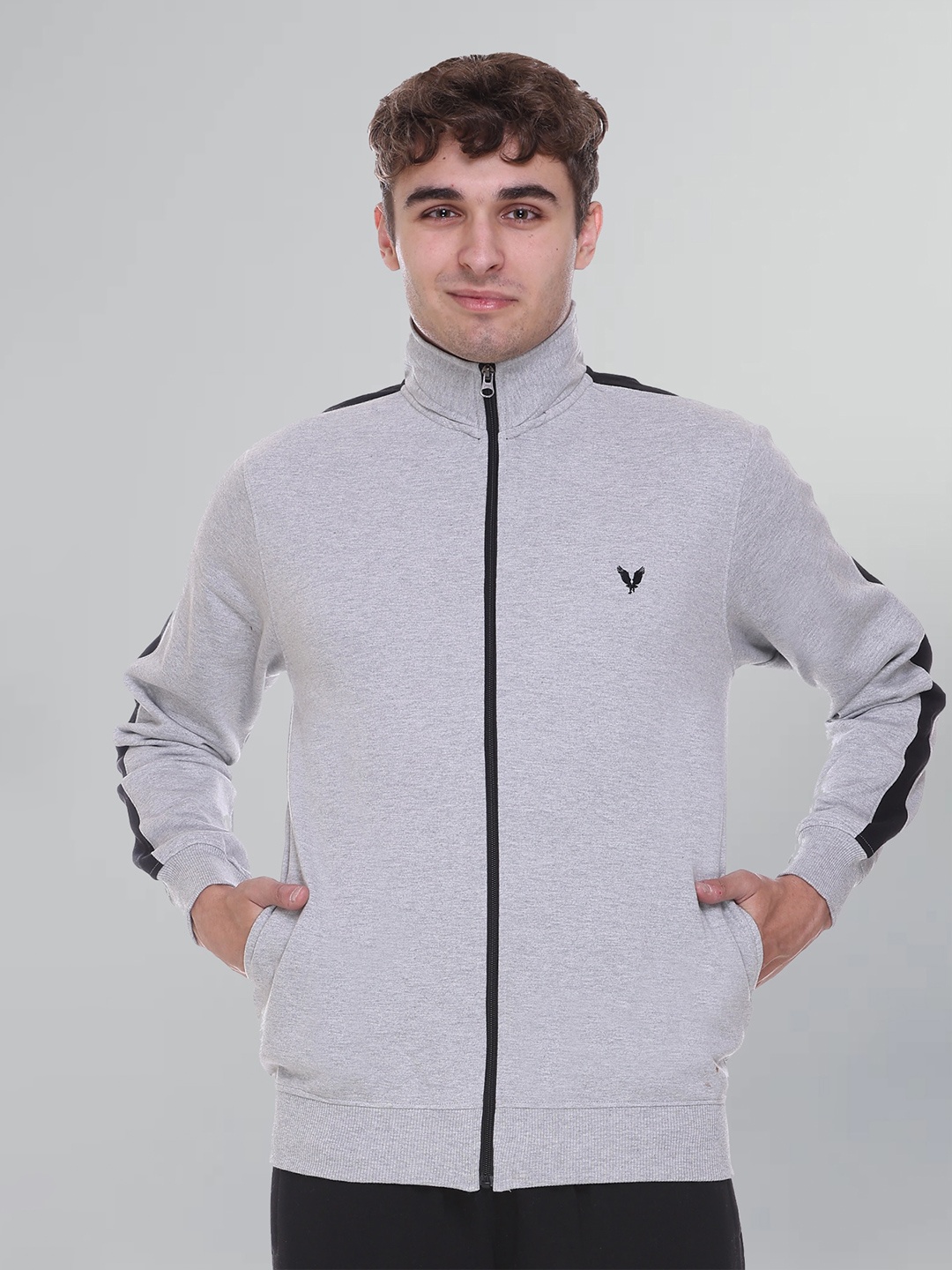 

GODFREY Mock Collar Anti Odour Fleece Front-Open Sweatshirt, Grey