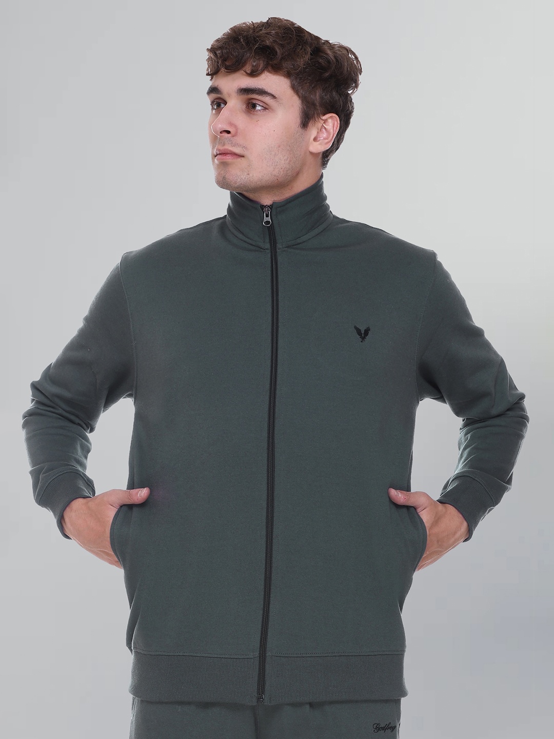 

GODFREY Mock Collar Anti Odour Fleece Front-Open Sweatshirt, Teal