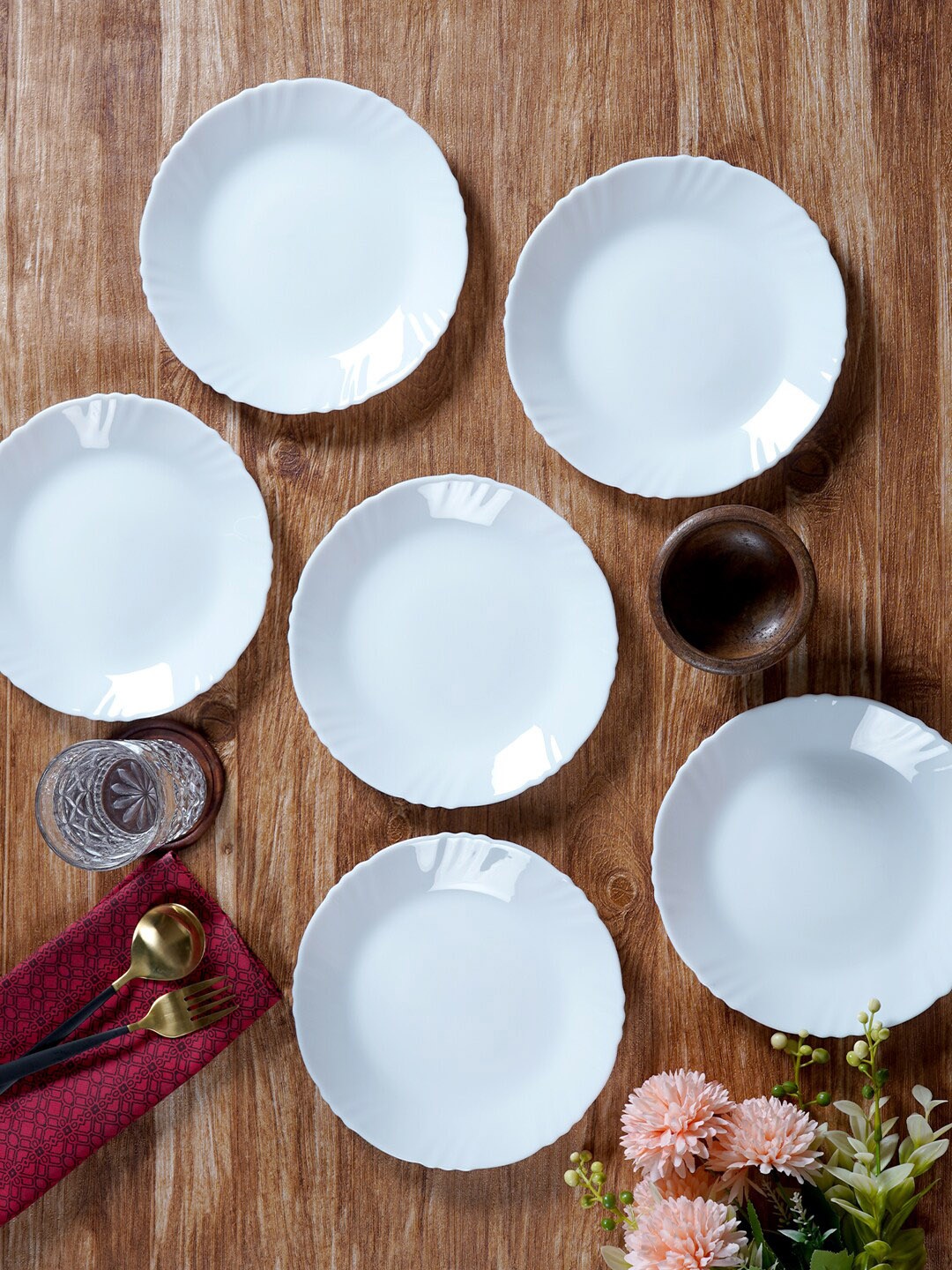 

CDI White 6 Pieces Opalware Glossy Quarter Plates