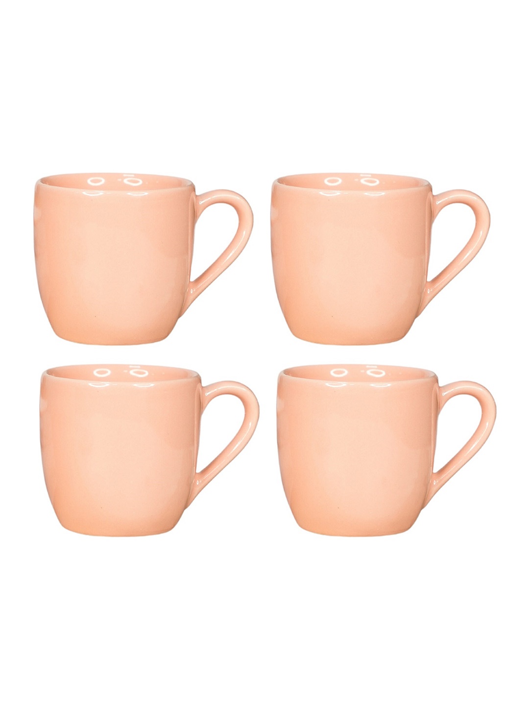 

LIVING ROOTS Peach 4 Pieces Ceramic Glossy Coffee Or Tea Cups 110 ML Each