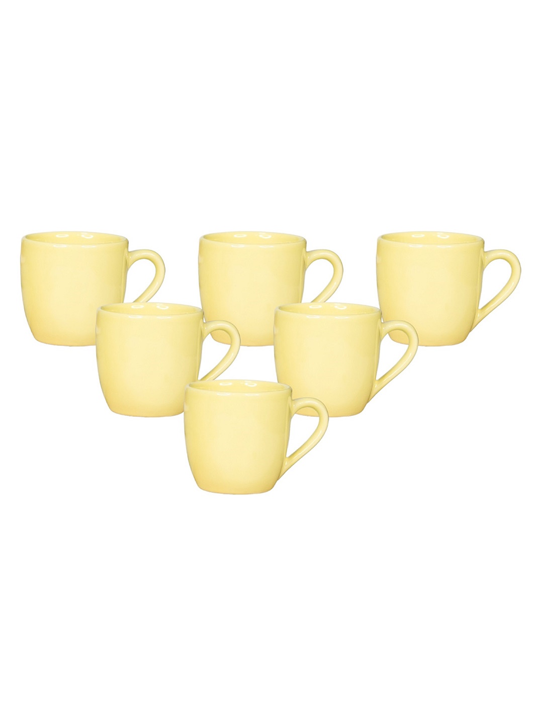 

LIVING ROOTS Yellow 6 Pieces Ceramic Glossy Coffee Or Tea Cups 110 ML Each