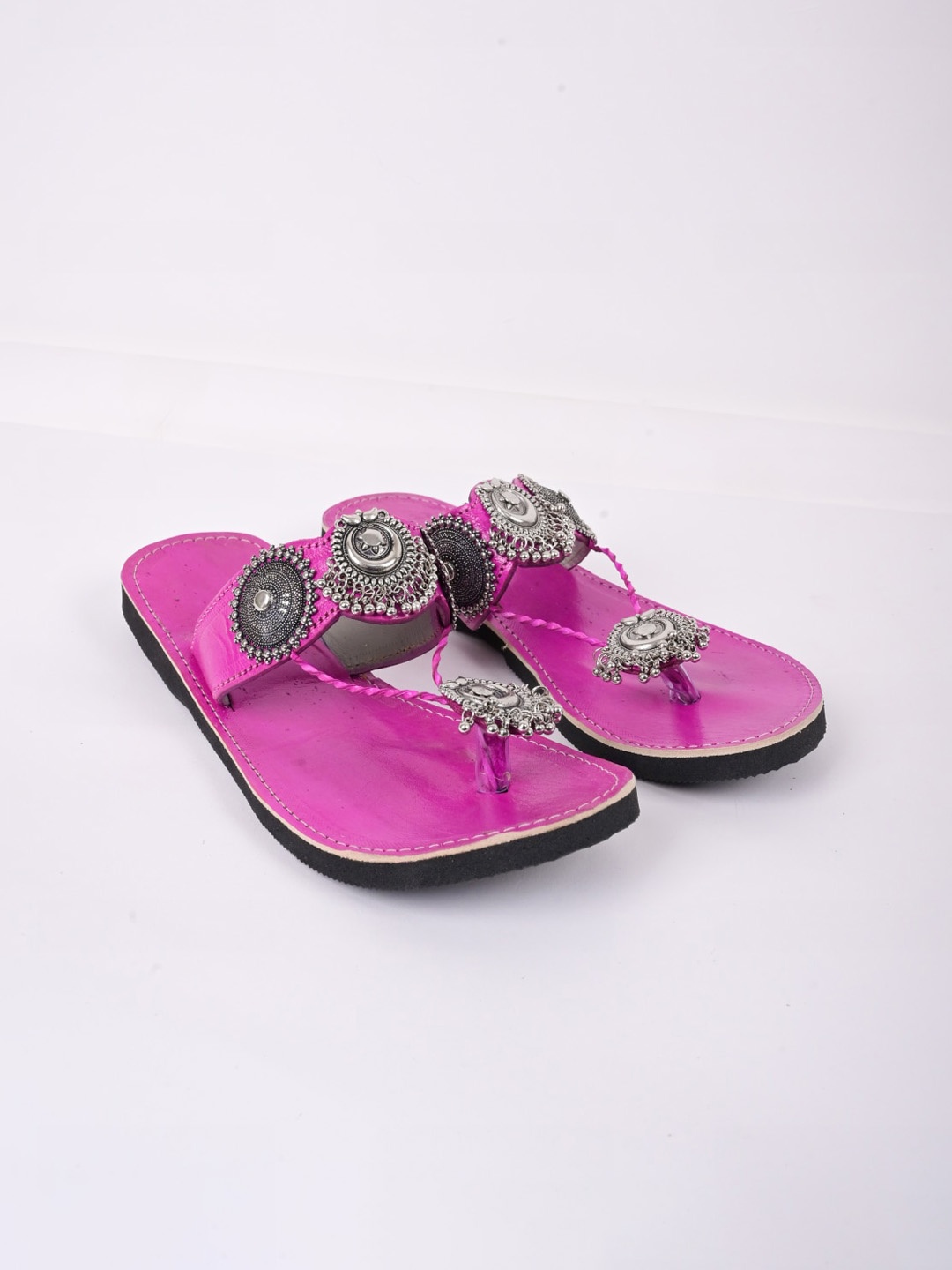 

Apratim Embellished Leather One Toe Flats, Magenta