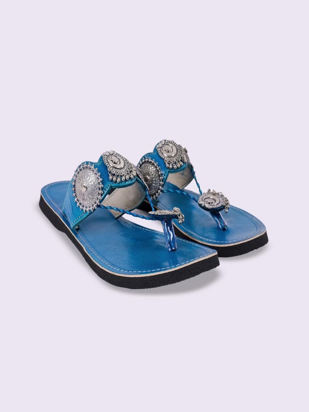 

Apratim Embellished Leather One Toe Flats, Blue