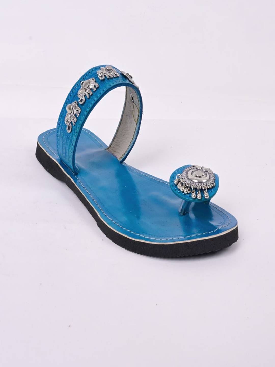 

Apratim Embellished Leather One Toe Flats, Blue