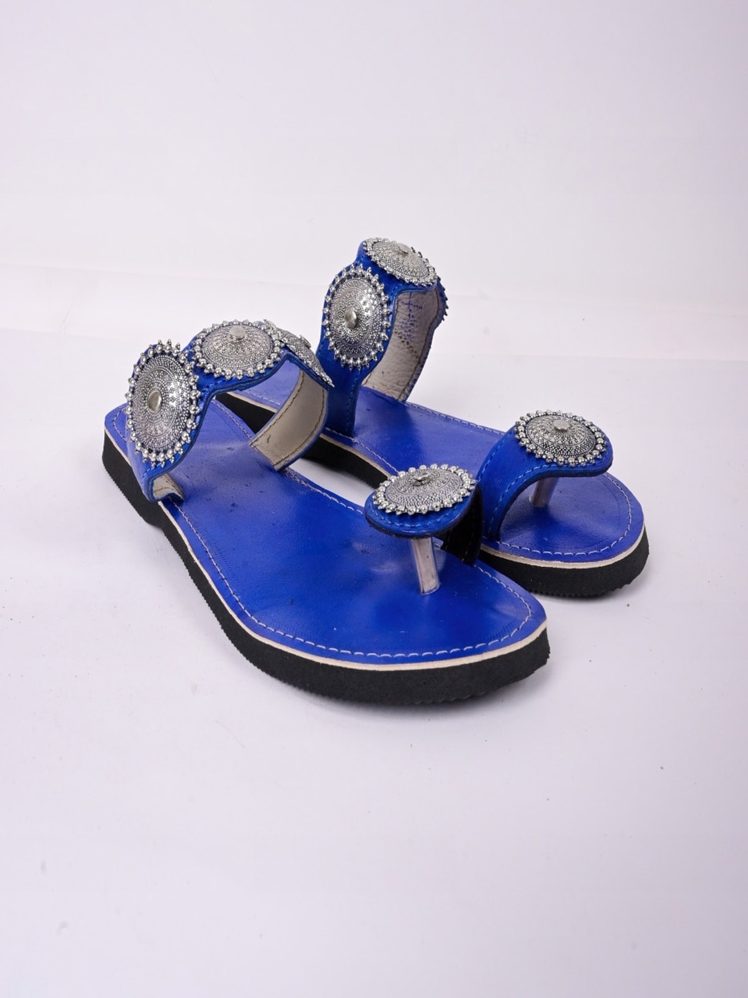 

Apratim Embellished Leather One Toe Flats, Blue