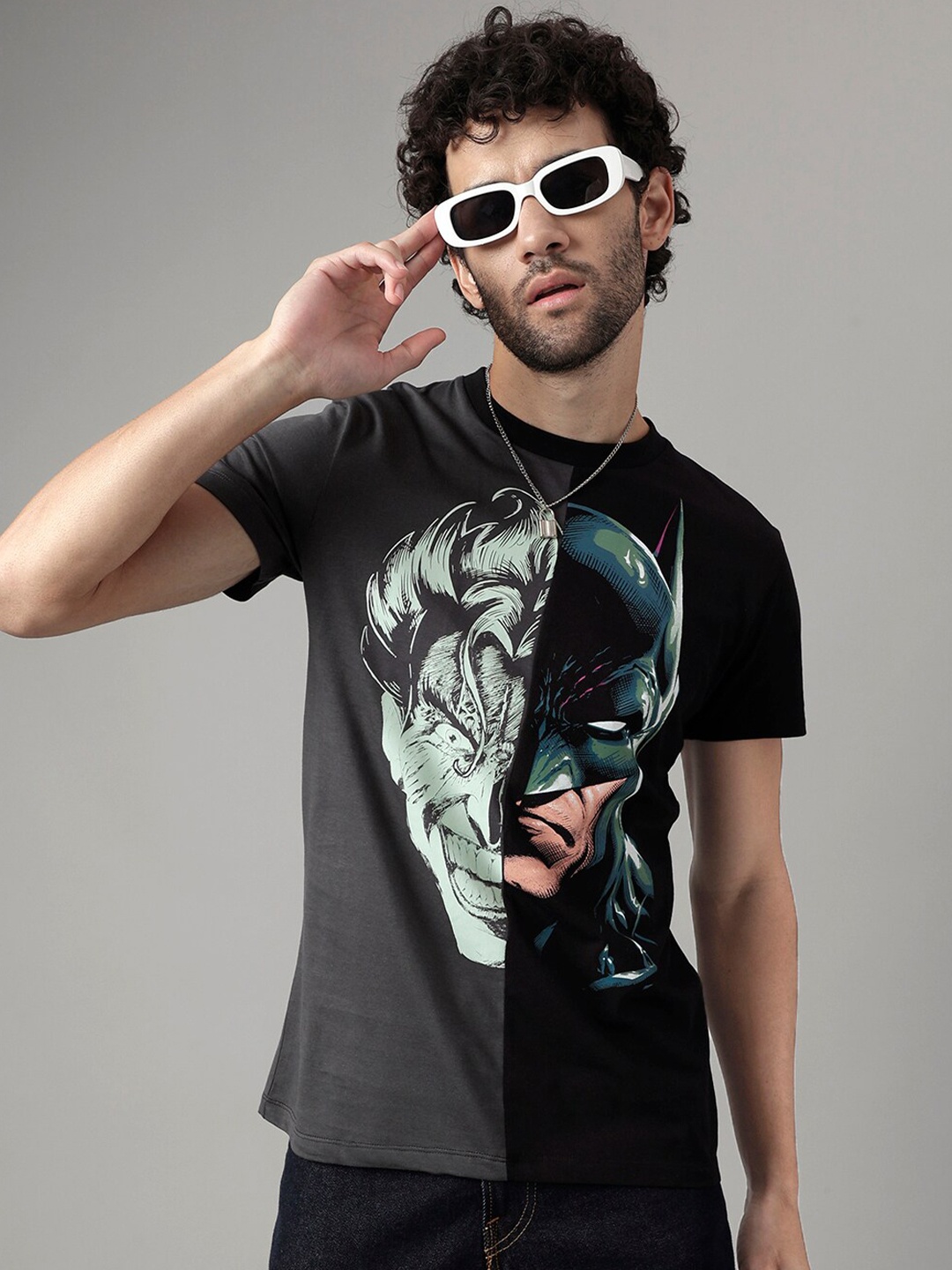 

Free Authority Graphic Batman Printed Round Neck Pure-Cotton T-Shirt, Black