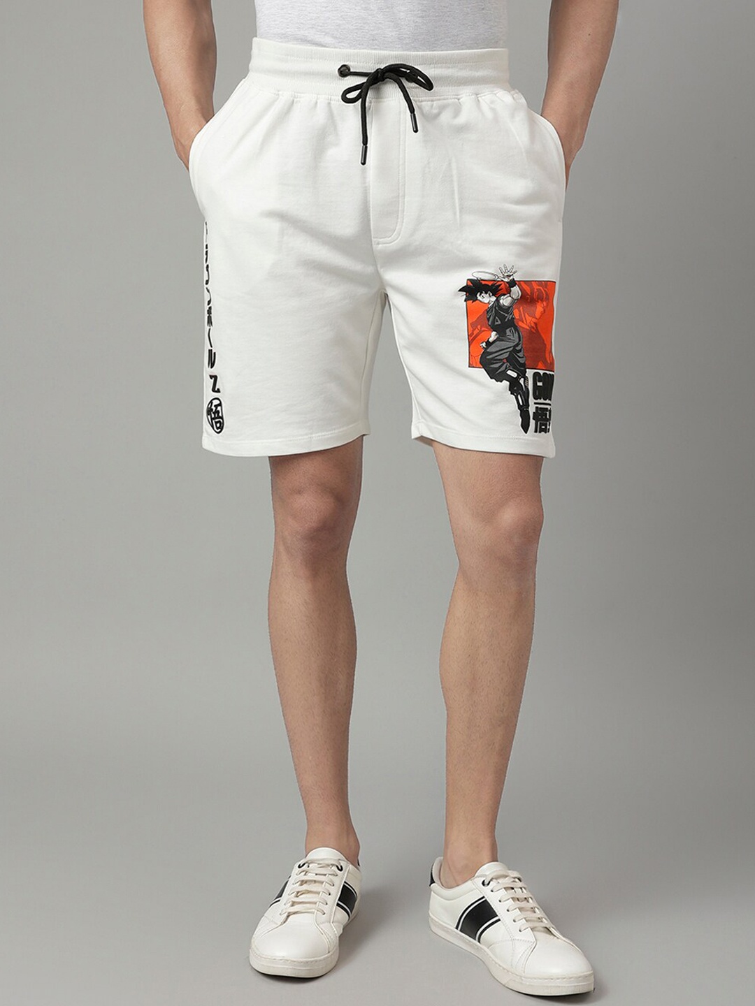 

Free Authority Men Dragon Ball Z Printed Mid-Rise Shorts, White
