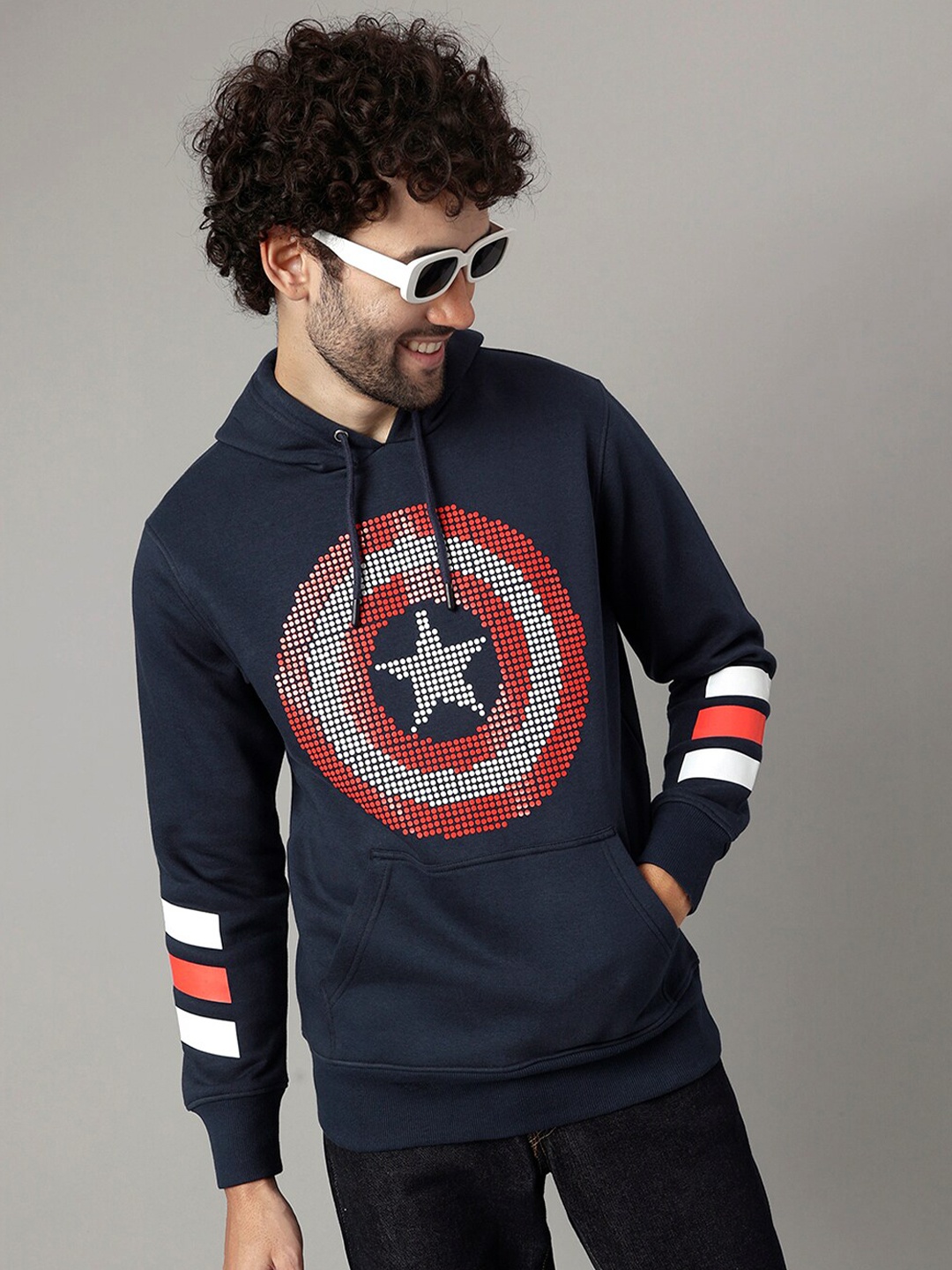 

Free Authority Captain America Printed Hooded Sweatshirt, Blue