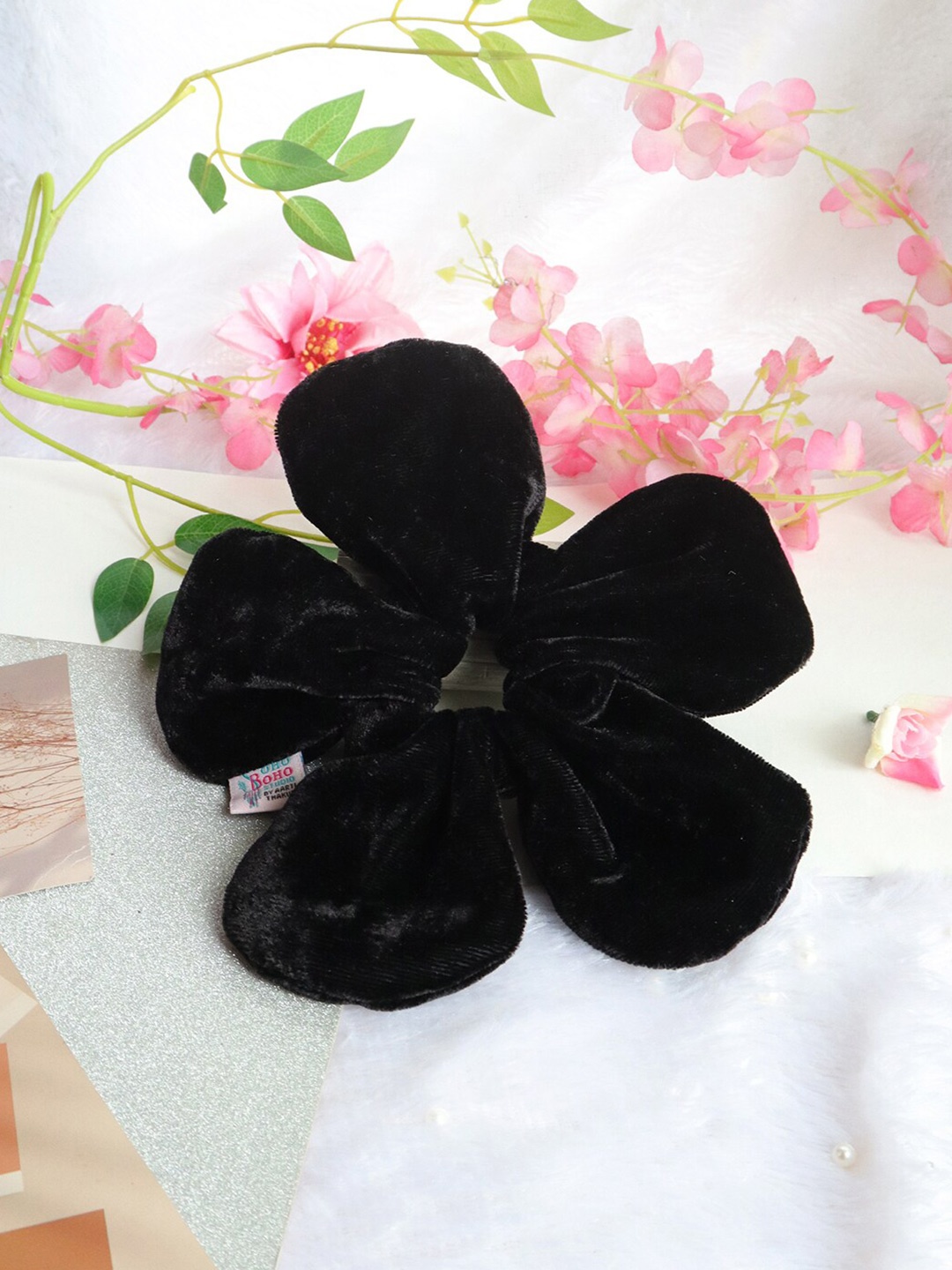 

Soho Boho Studio Flower Ponytail Holders, Black