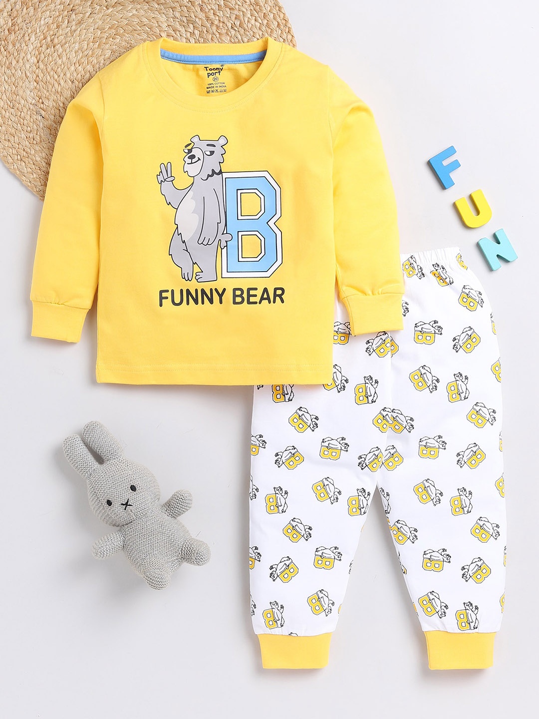 

Toonyport Boys Graphic Printed Cotton Sweatshirt & Sweatpant Sets, Yellow