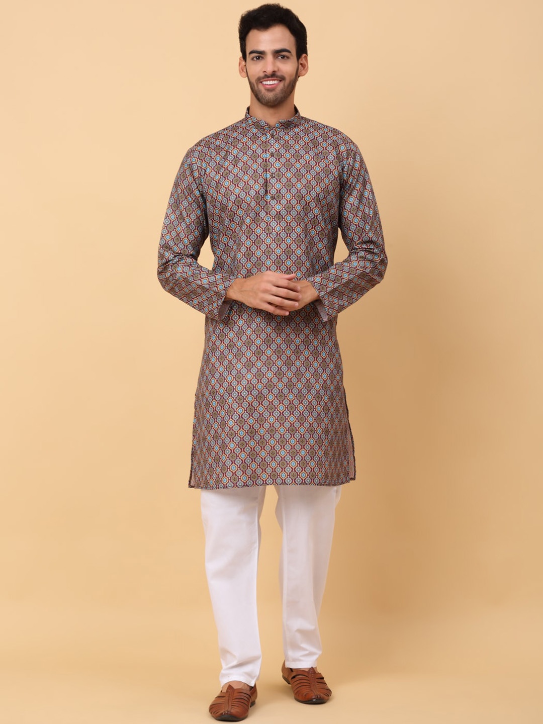 

KRAFT INDIA Ethnic Motifs Printed Regular Kurta with Trousers, Blue