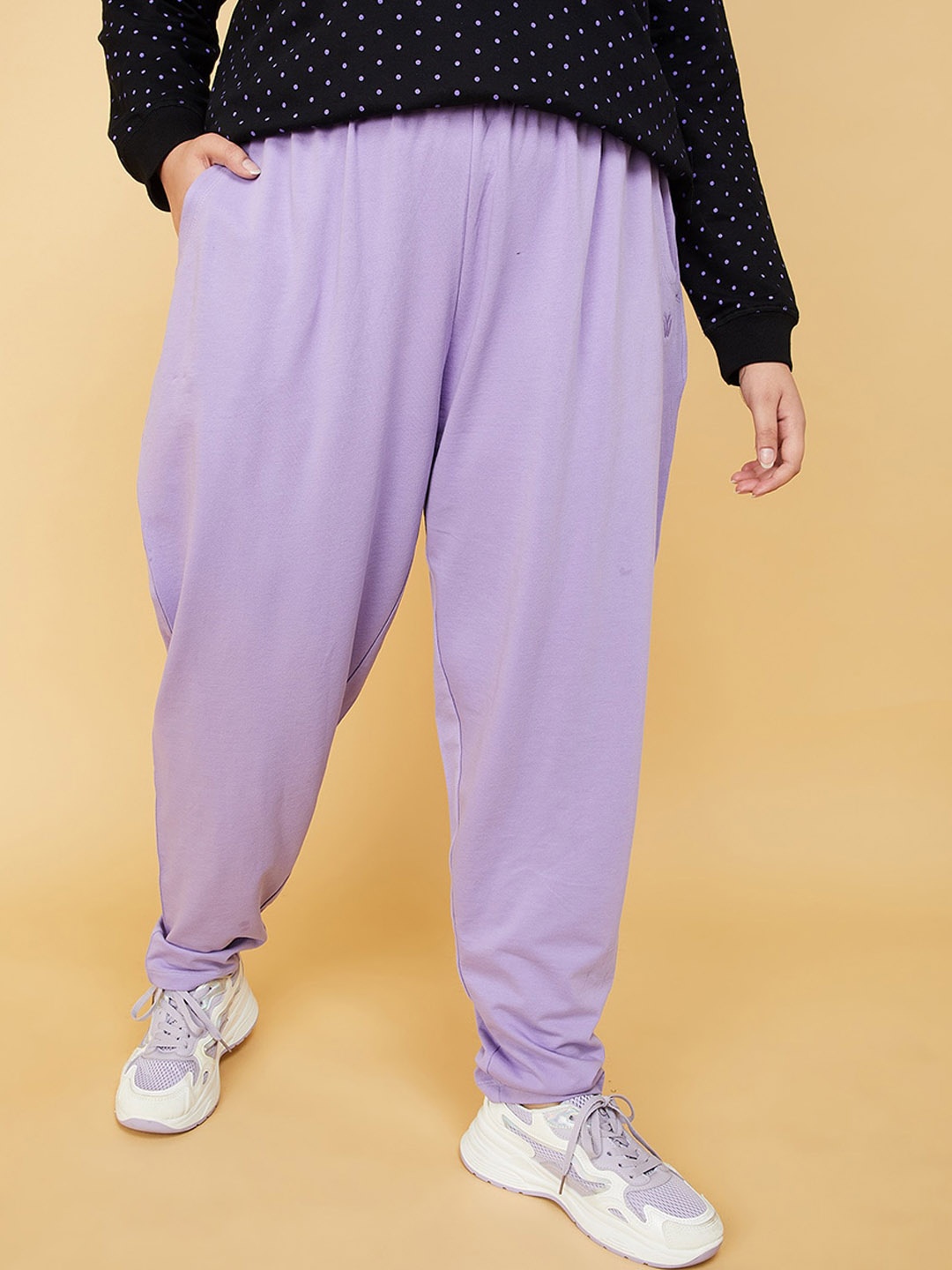 

max Women Plus Size Cotton Track Pants, Lavender