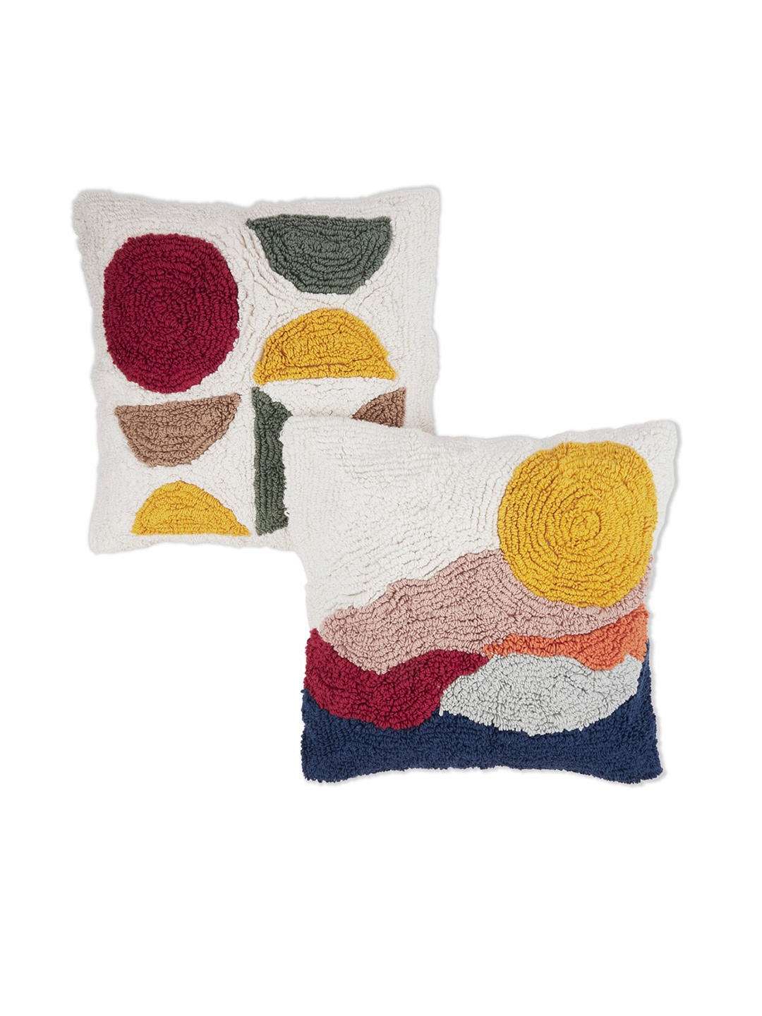 

haus & kinder Orange & Red 2-Pieces Abstract Cotton Square Cushion Covers
