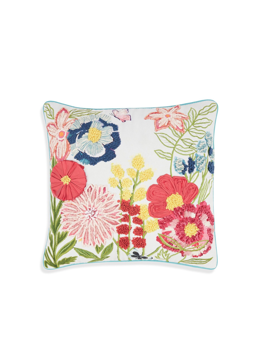 

haus & kinder Blue & Pink Floral Square Cushion Cover