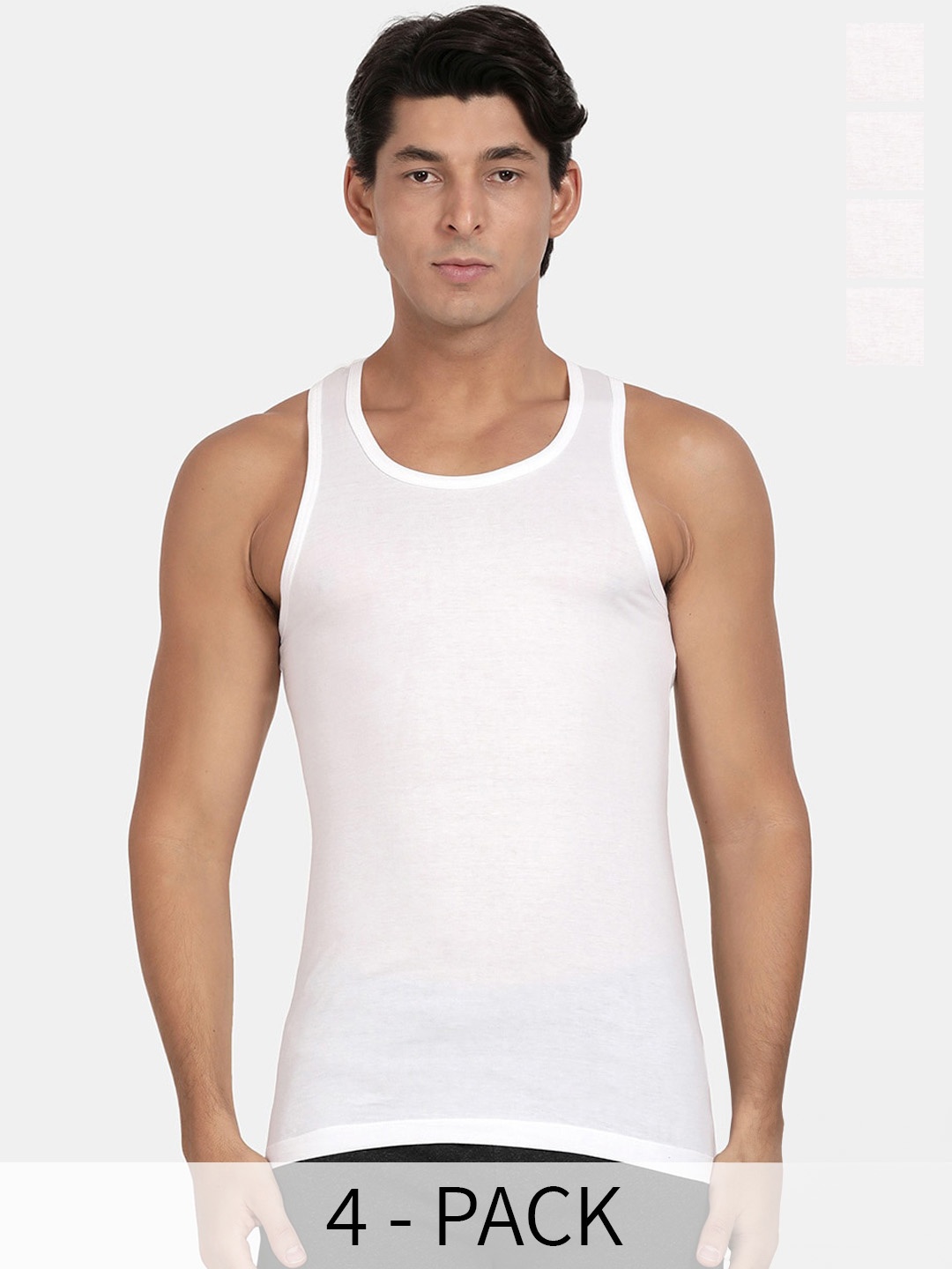 

Pepe Jeans Pack Of 4 Pure Cotton Sleeveless Innerwear Vests CLV01-02-White4, White