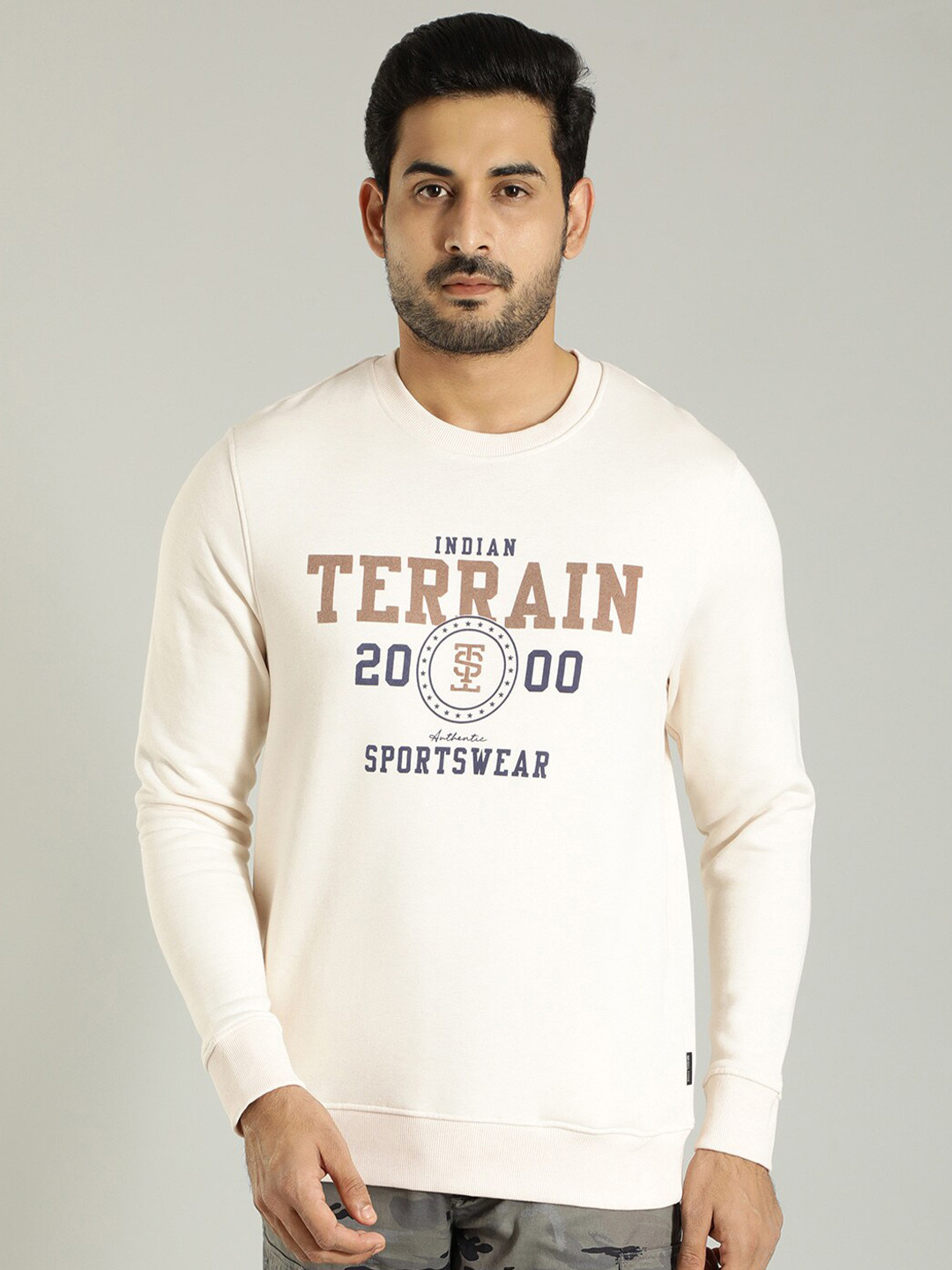 

Indian Terrain Typography Printed Sweatshirt, Off white