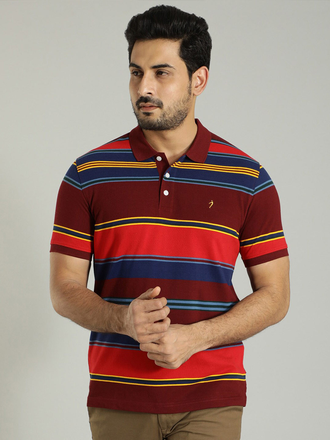 

Indian Terrain Striped Polo Collar T-Shirt, Maroon