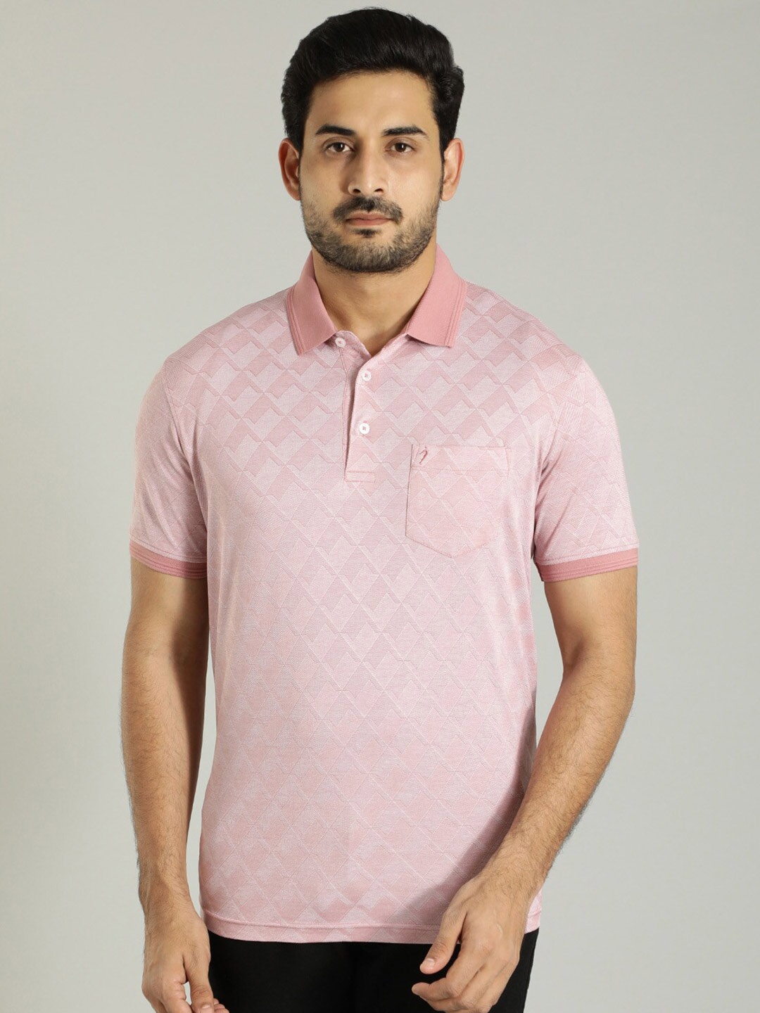 

Indian Terrain Polo Collar Cotton T-shirt, Pink