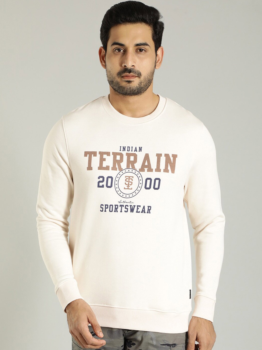 

Indian Terrain Typography Printed Long Sleeves Pullover, Peach