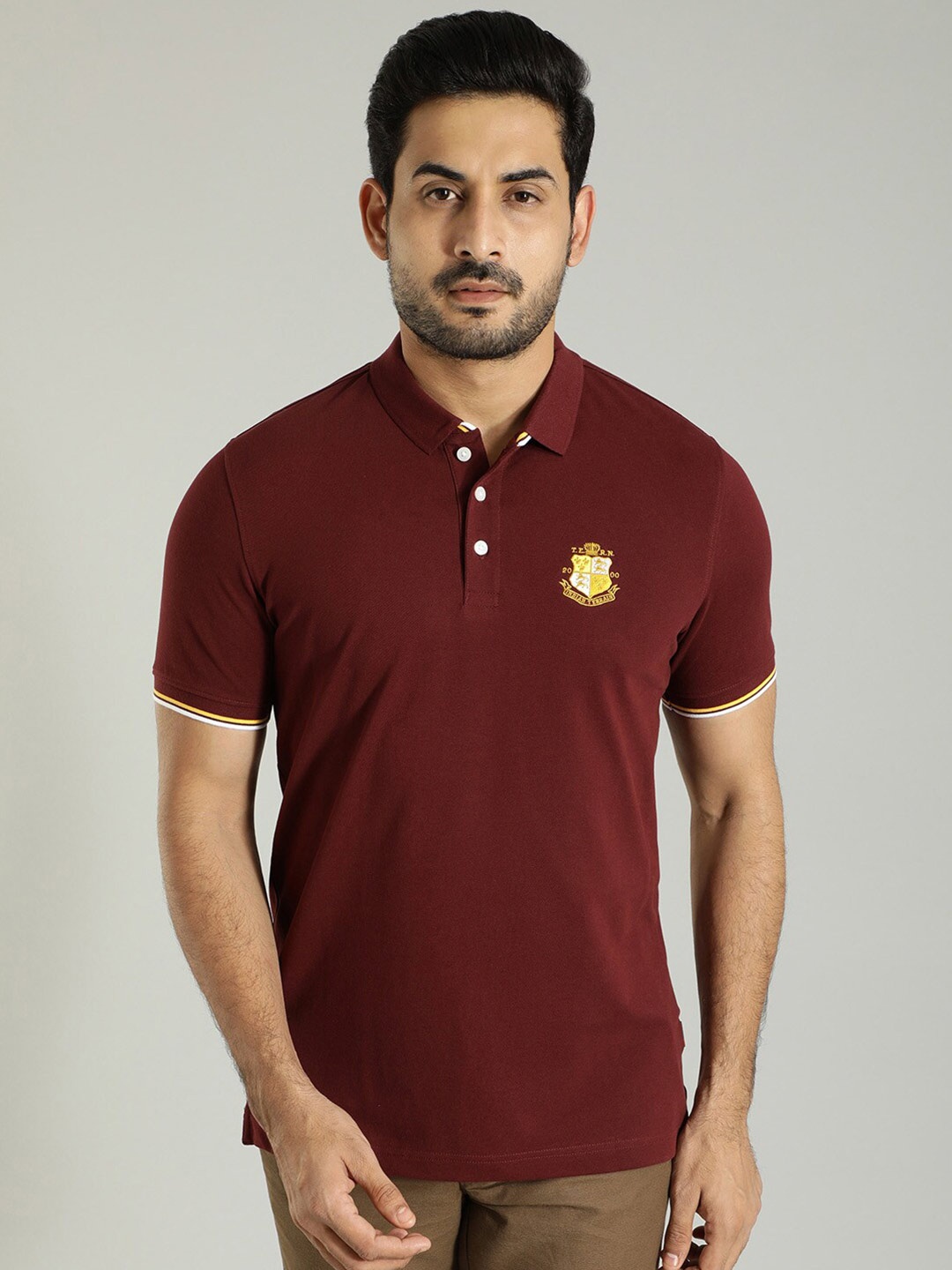 

Indian Terrain Polo Collar Cotton T-shirt, Purple