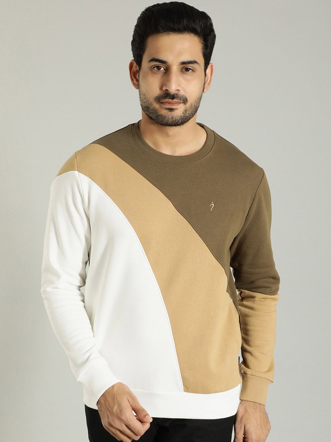 

Indian Terrain Colourblocked Long Sleeves Pullover, Green