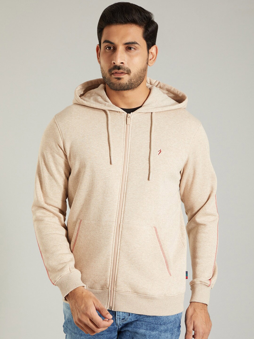 

Indian Terrain Hooded Front Open Sweatshirt, Beige