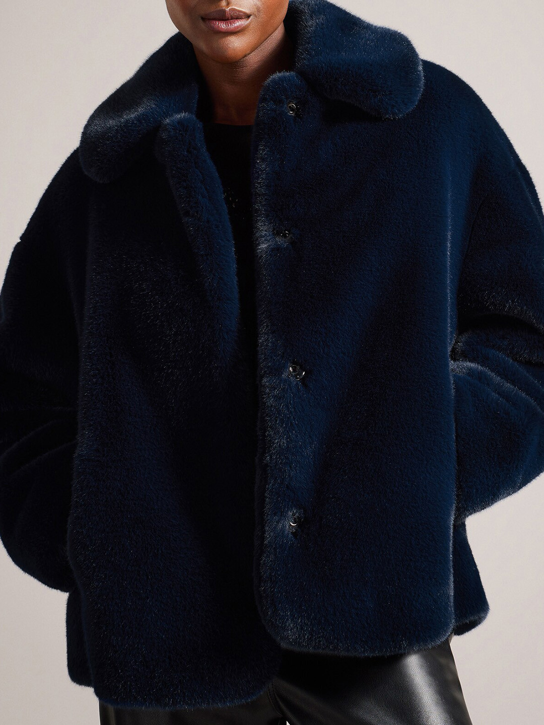 

Ted Baker Faux Fur Tailored Jacket, Navy blue