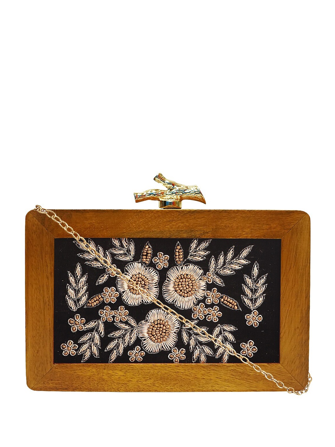 

HORRA Embroidered Box Clutch, Black