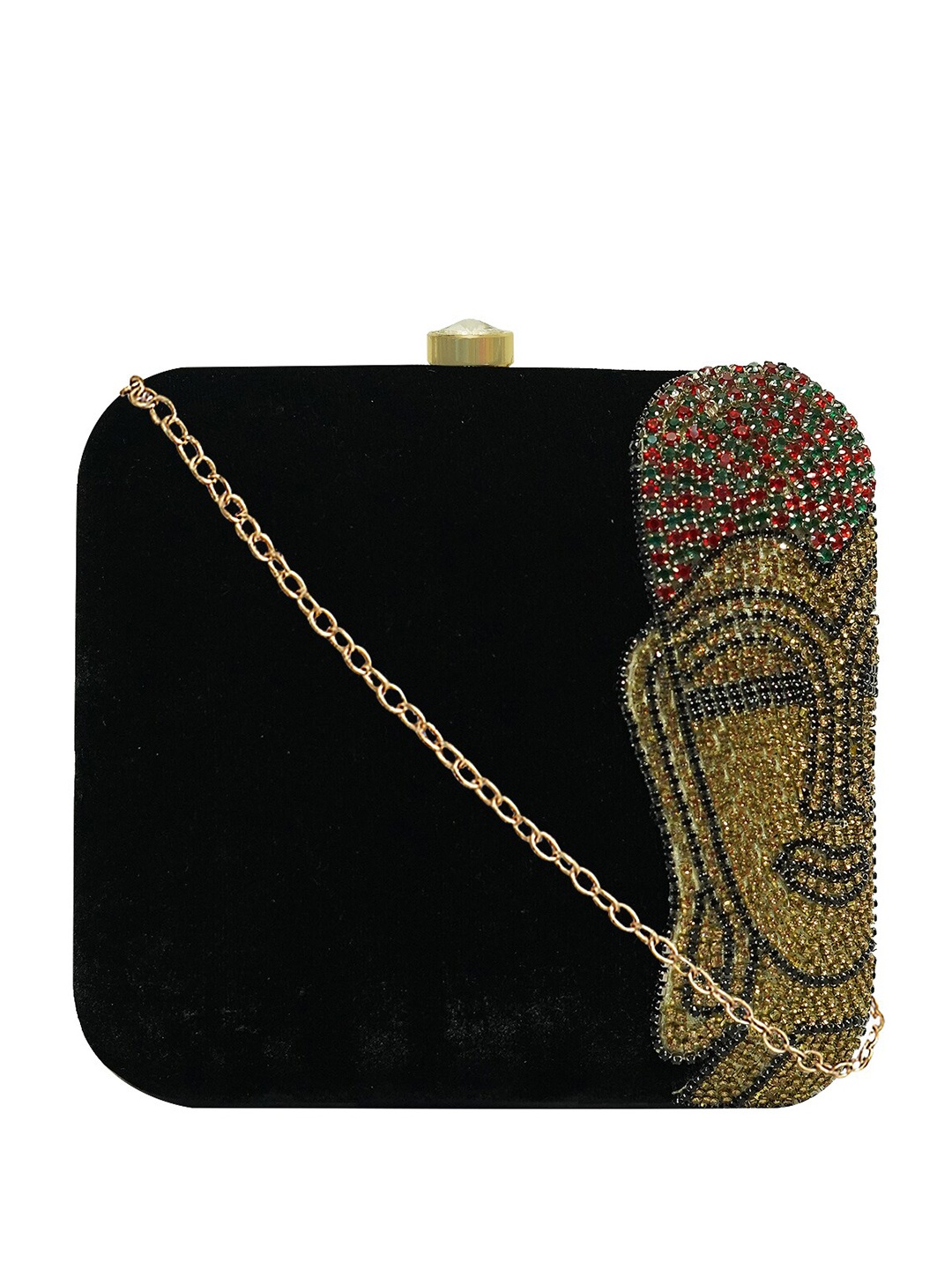 

HORRA Embellished Velvet Box Clutch, Black