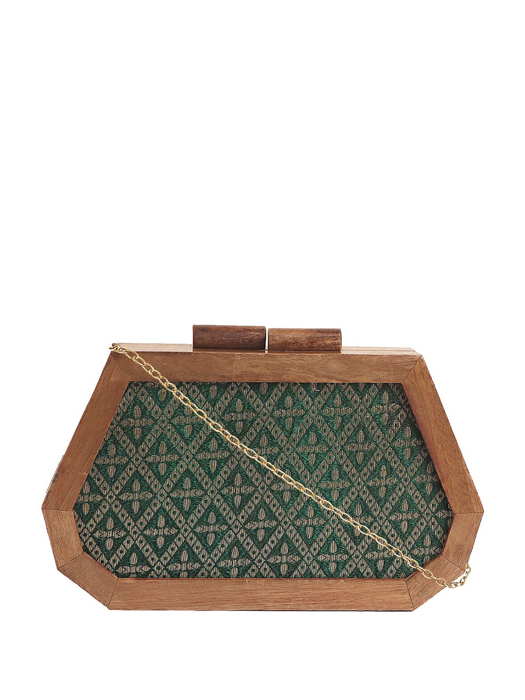 

HORRA Embroidered Box Clutch, Green
