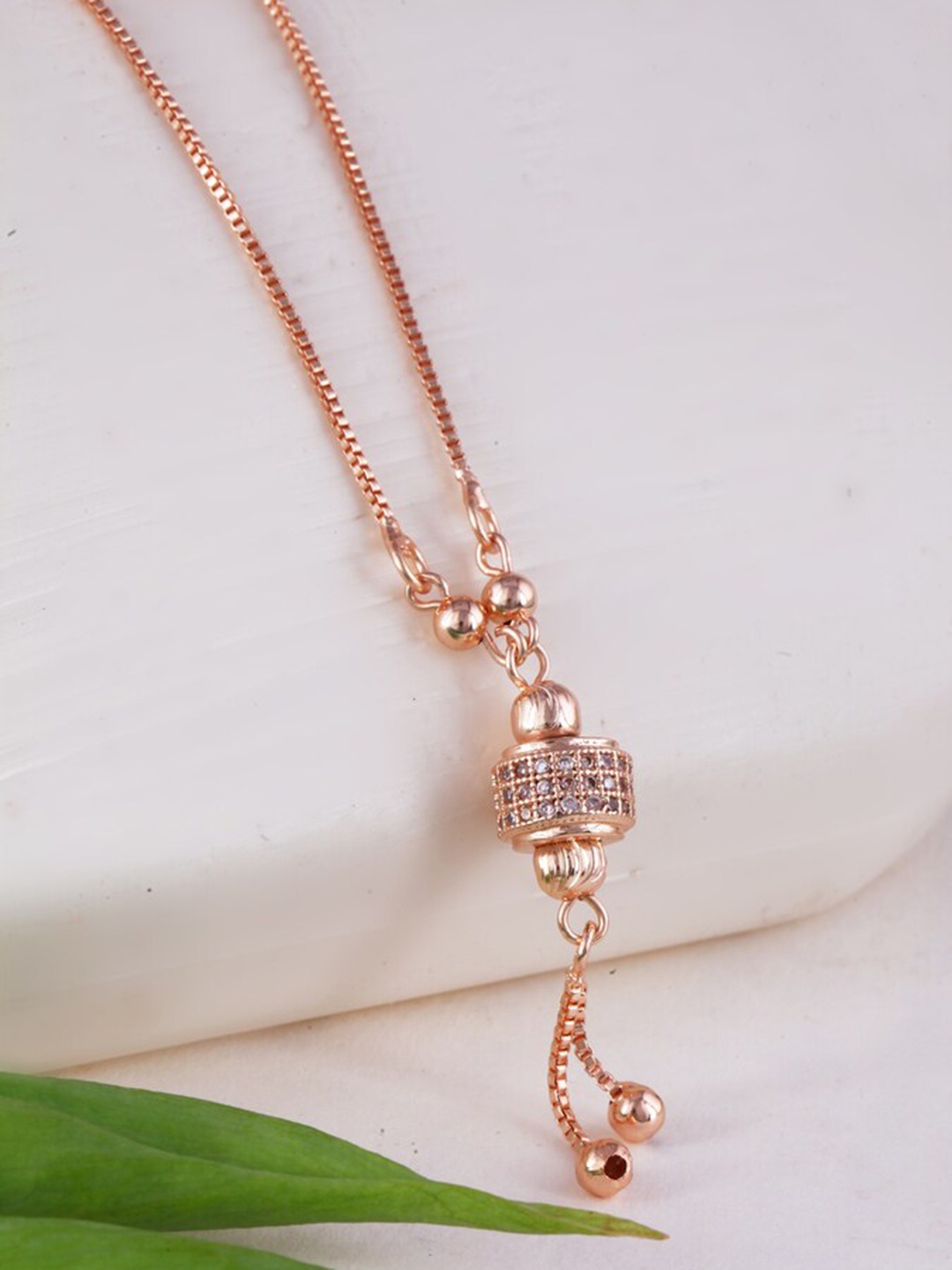 

MEENAZ Rose Gold-Plated Stainless Steel Pendant With Chain
