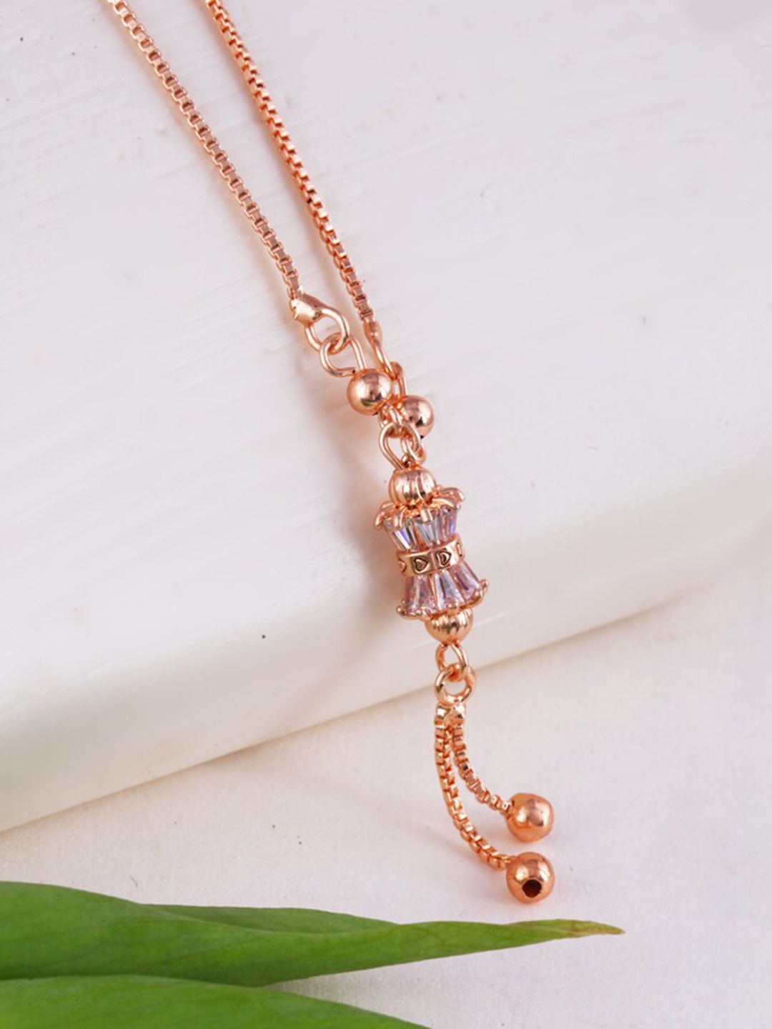 

MEENAZ Rose Gold-Plated AD-Studded Necklace