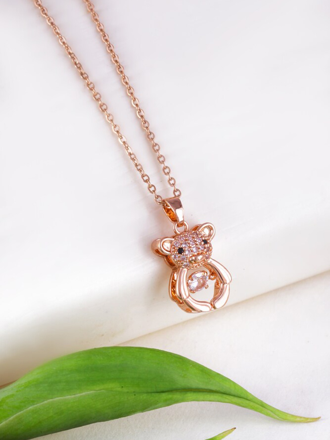 

MEENAZ Rose Gold-Plated Stainless Steel Pendant With Chain