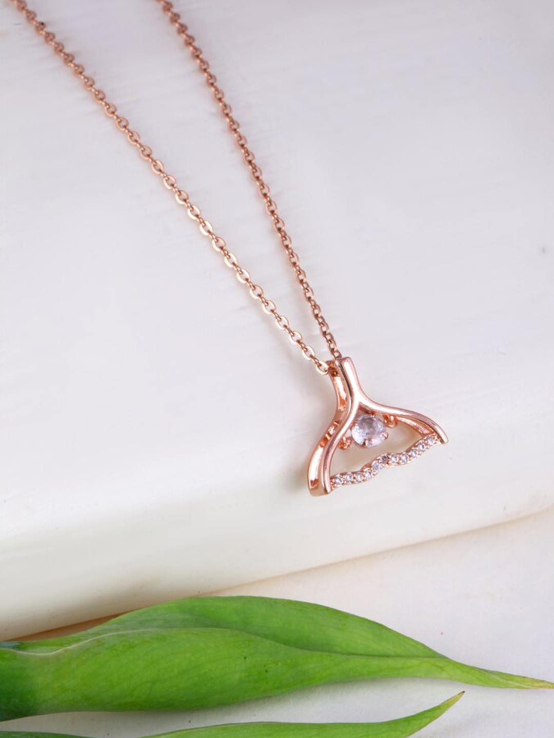 

MEENAZ Rose Gold-Plated Stainless Steel Pendant With Chain