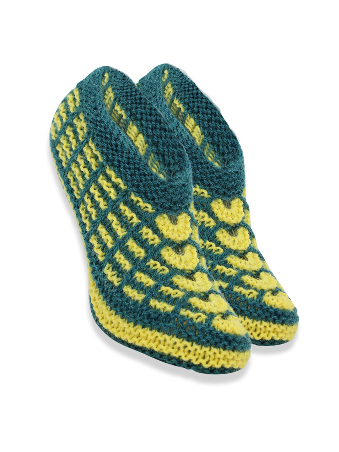 

BAESD Women Crochet Knitted Patterned Woollen Low Cut Socks, Green