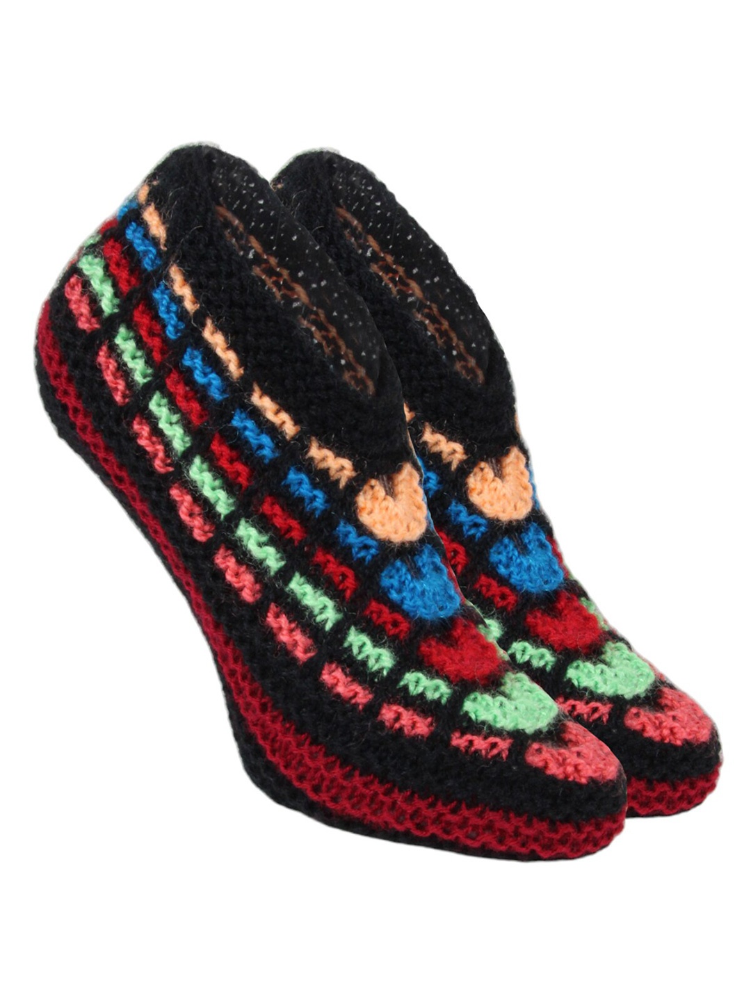 

BAESD Women Crochet Knitted Patterned Woollen Low Cut Socks, Black