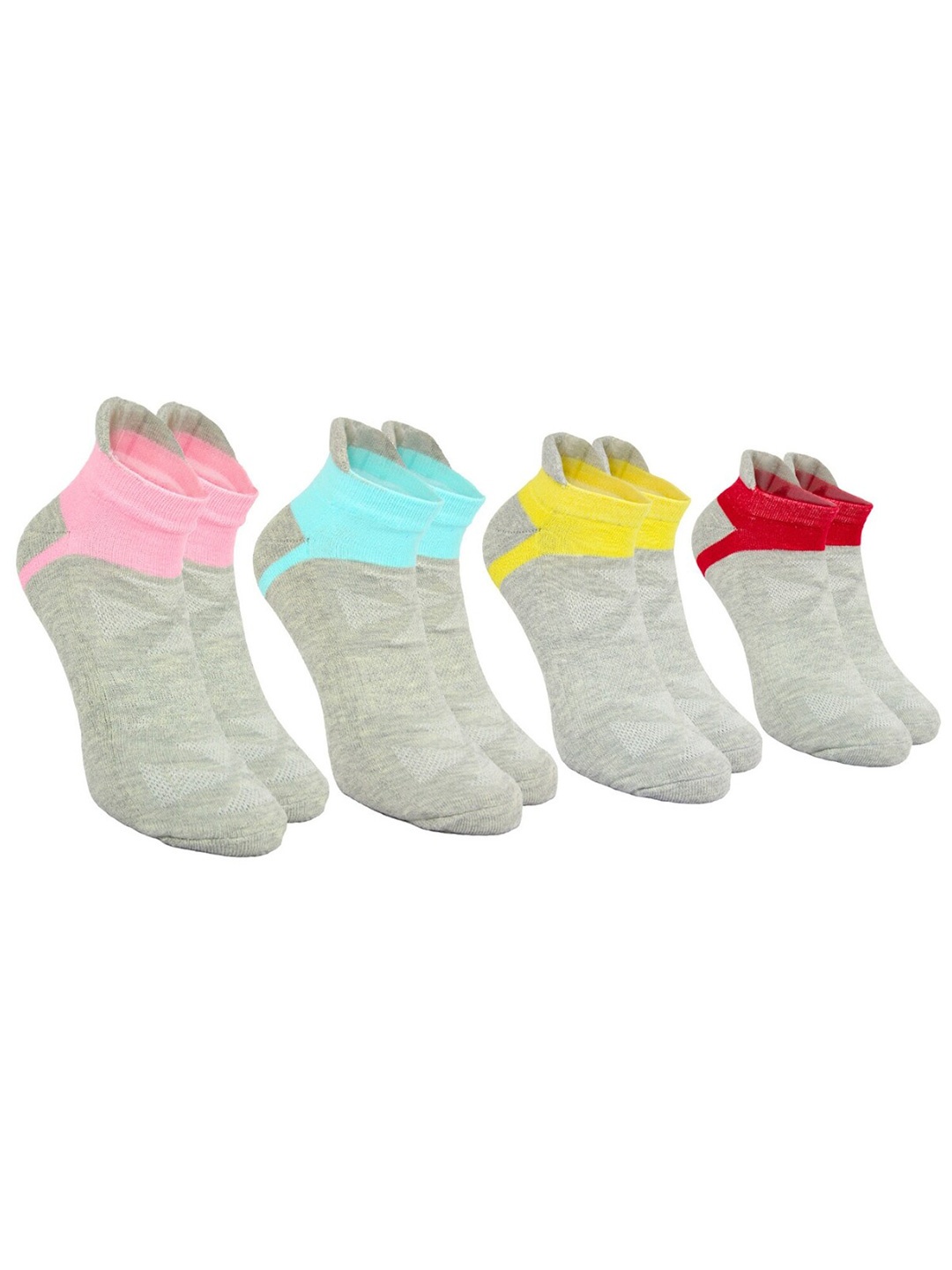 

BAESD Women Pack Of 4 Colourblocked Low Cut Ankle-Length Socks, Grey
