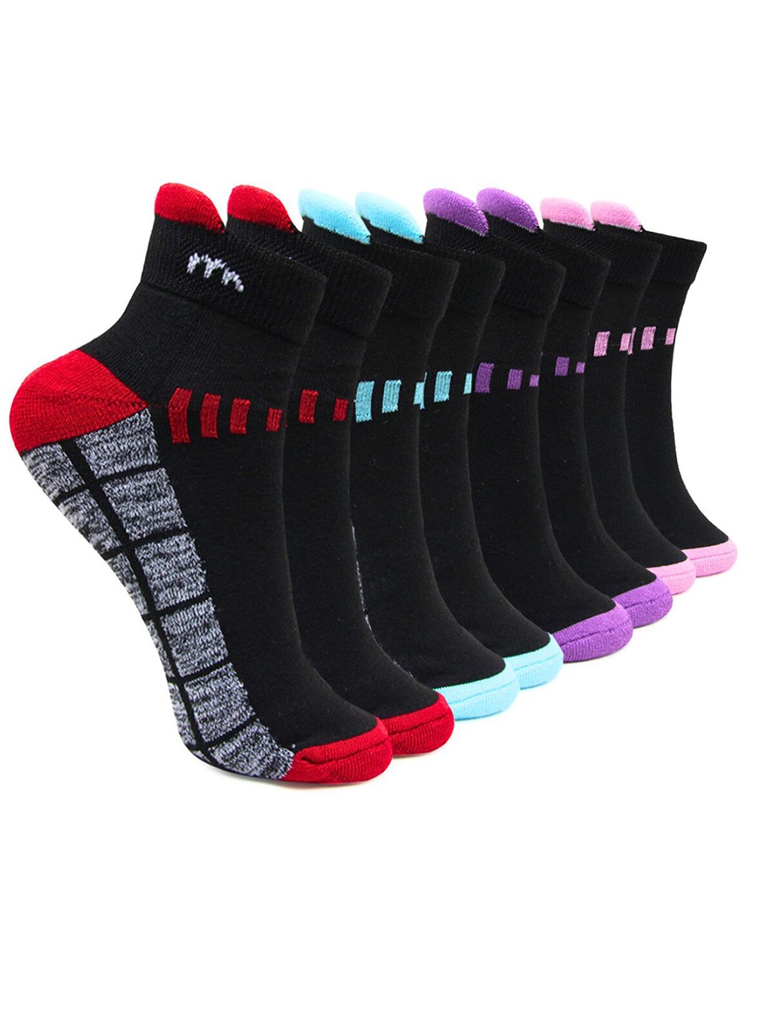 

BAESD Women Pack Of 4 Patterned Lightweight Ankle-Length Socks, Black