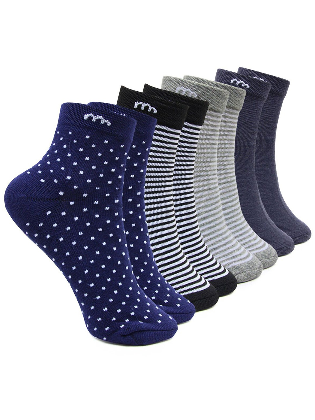 

BAESD Women Pack Of 4 Self-Designed Cotton Ankle-Length Socks, Blue