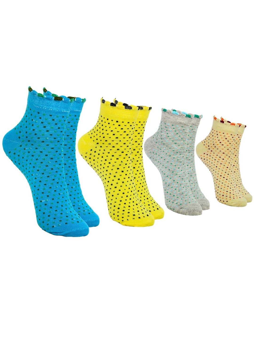 

BAESD Pack of 4 Patterned Cotton & Elastane Ankle-Length Socks, Beige