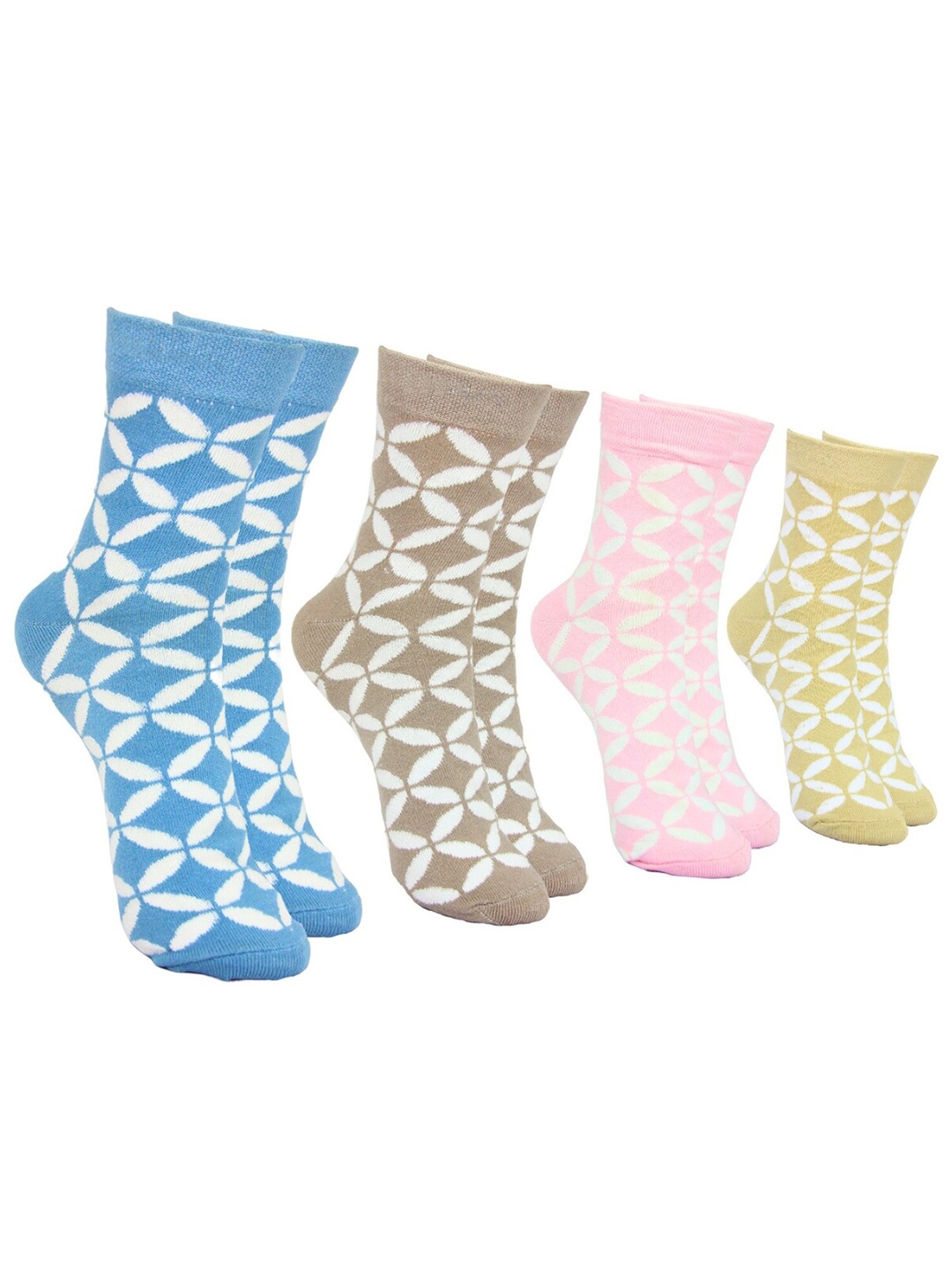 

BAESD Women Pack Of 4 Patterned Ankle-Length Socks, Blue