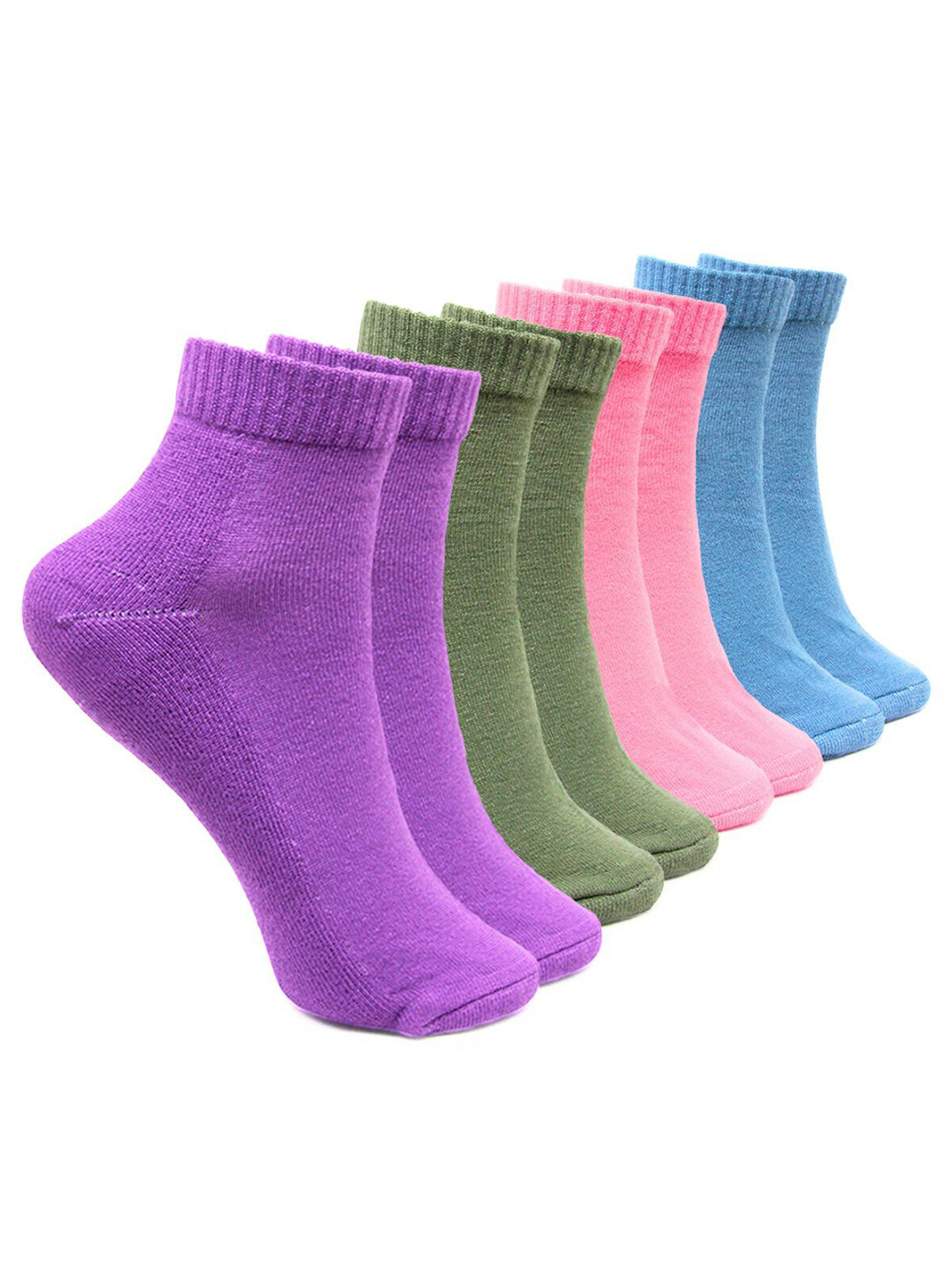 

BAESD Women Pack Of 4 Solid Ankle-Length Socks, Blue