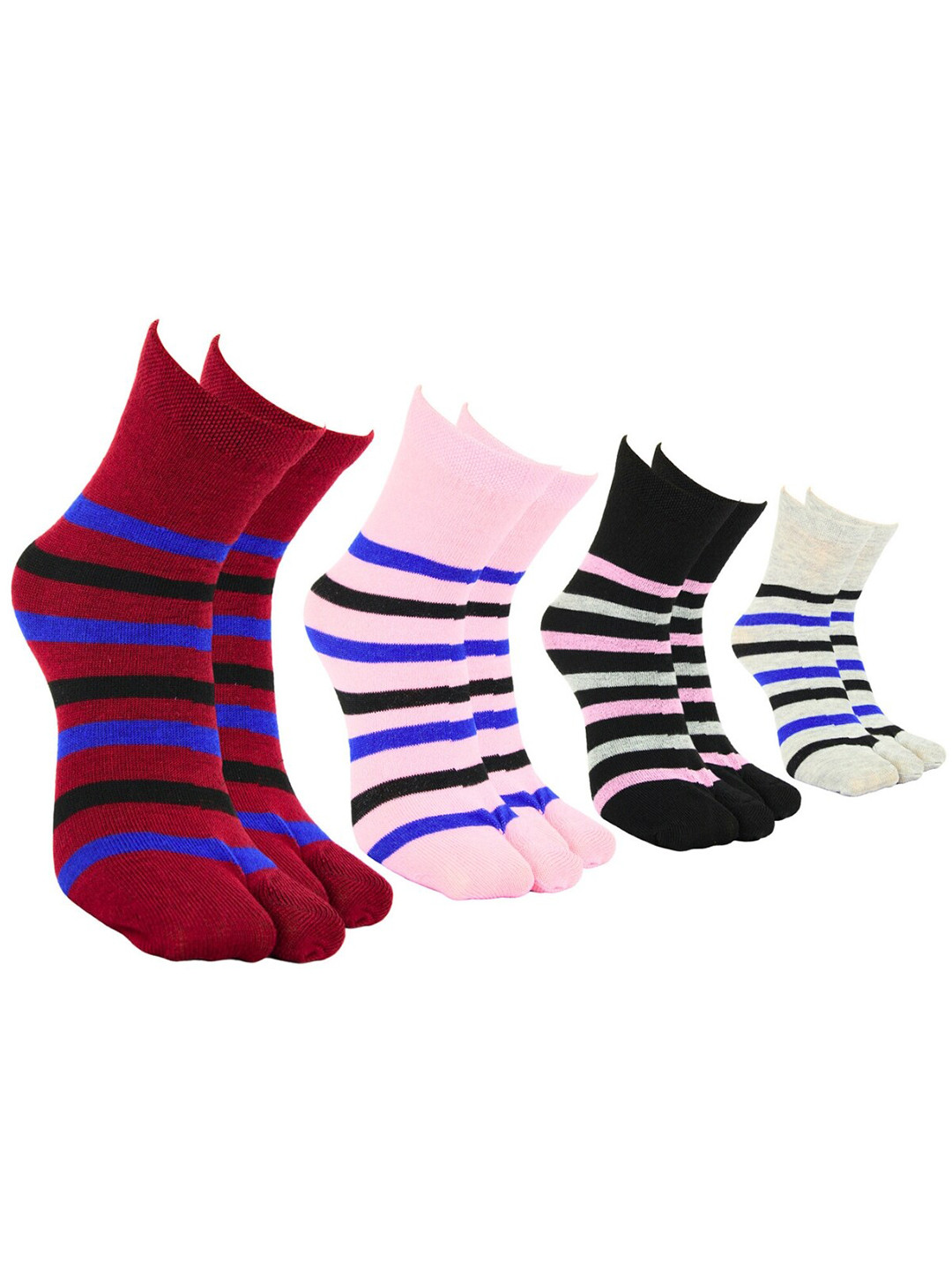 

BAESD Women Pack Of 4 Striped Ankle Length Socks, Pink