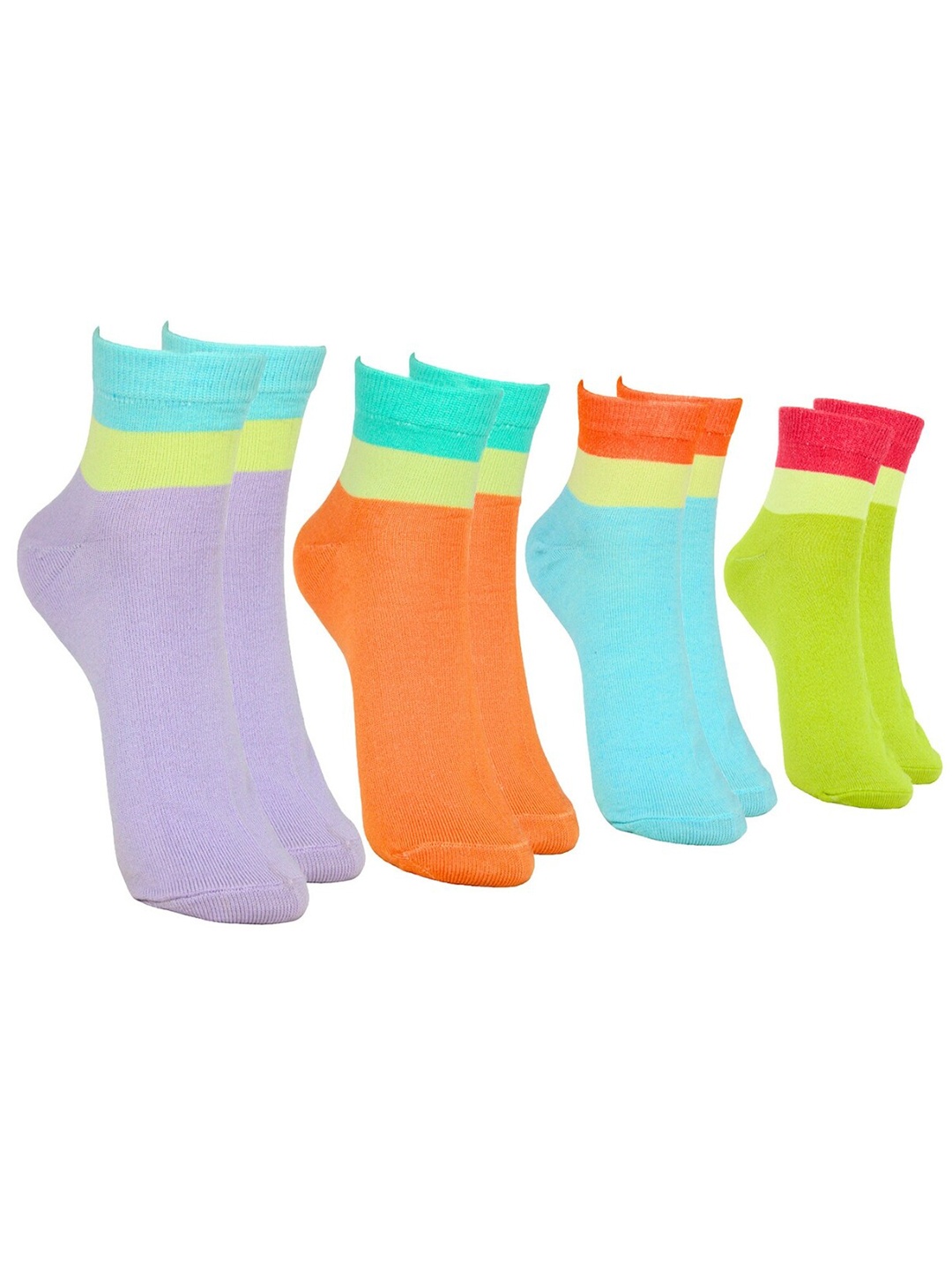 

BAESD Women Pack of 4 Colourblocked Ankle-Length Socks, Multi