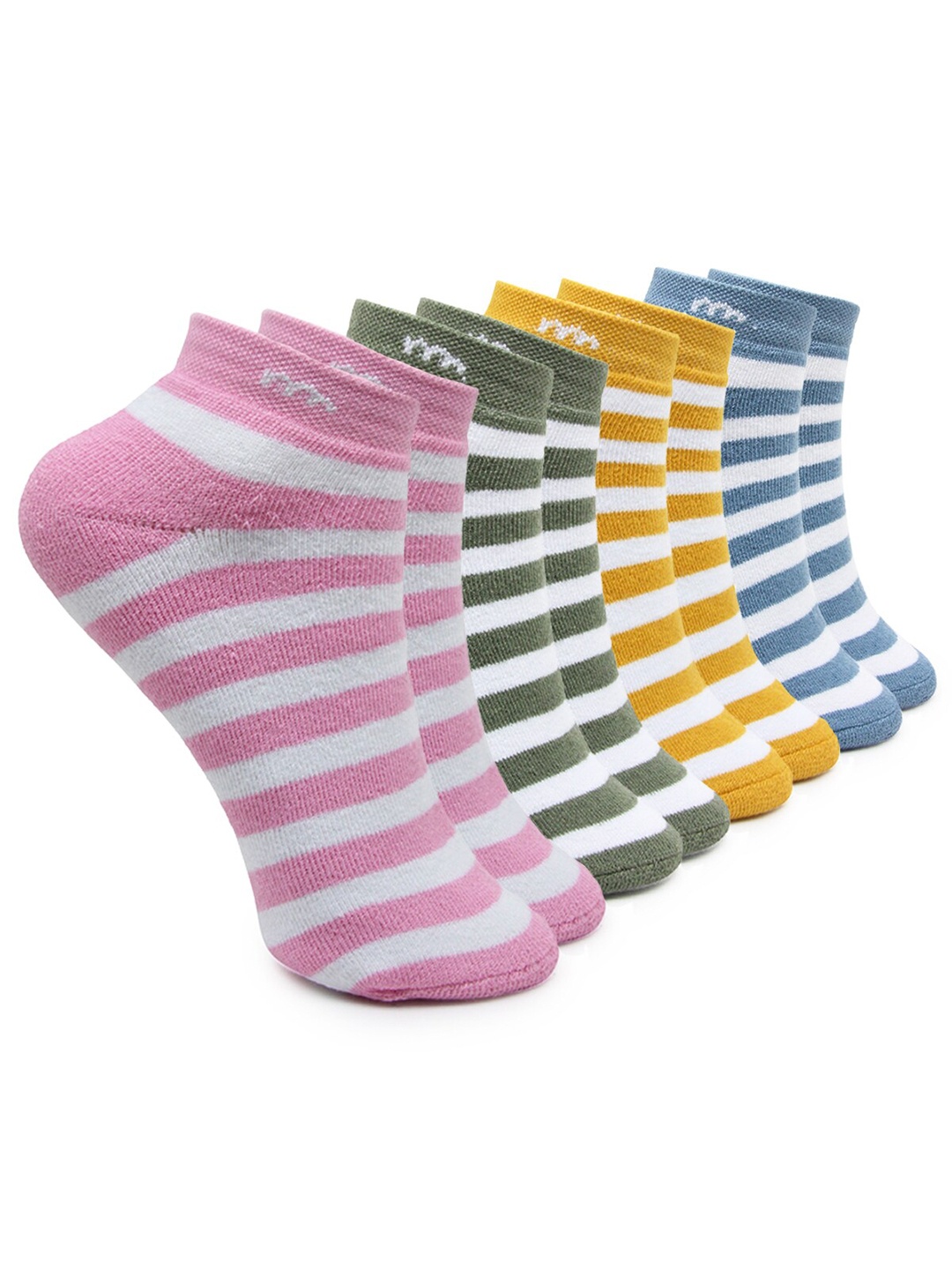 

BAESD Women Pack Of 4 Striped Cotton Ankle-Length Socks, Pink