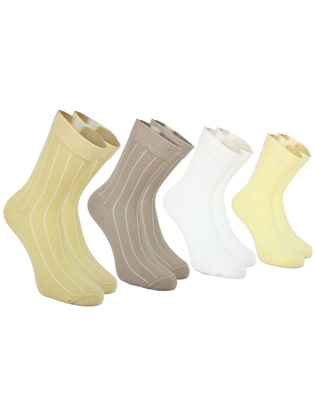 

BAESD Women Pack Of 4 Striped Cotton Ankle-Length Socks, Yellow