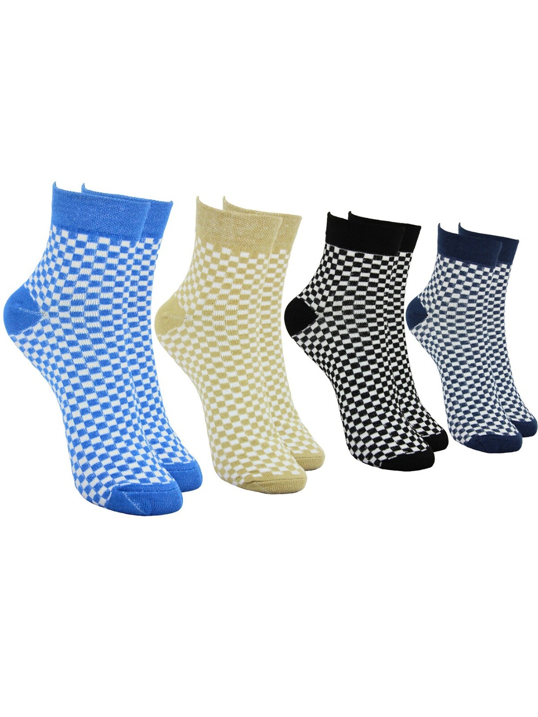 

BAESD Women Pack Of 4 Patterned Ankle Length Socks, Navy blue